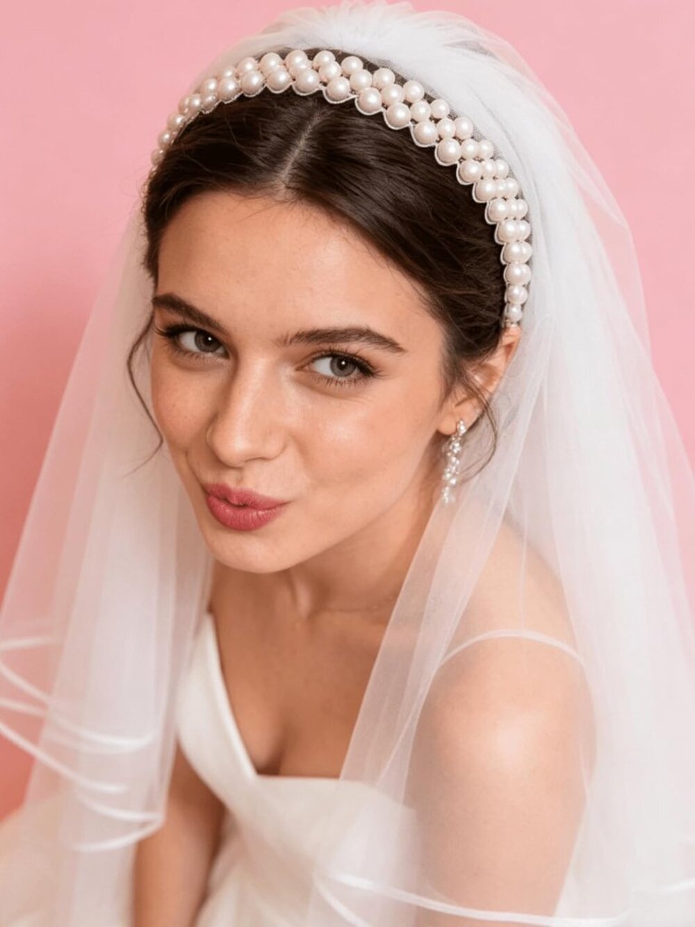 Pearl Bridal Headband Veil